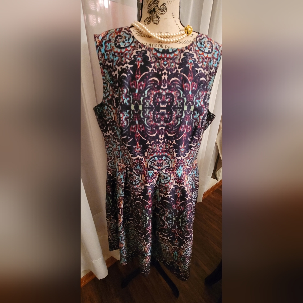LIZ CLAIBORNE -  Stained Glass Look Dress - Fit and Flare - Women's  Size 16